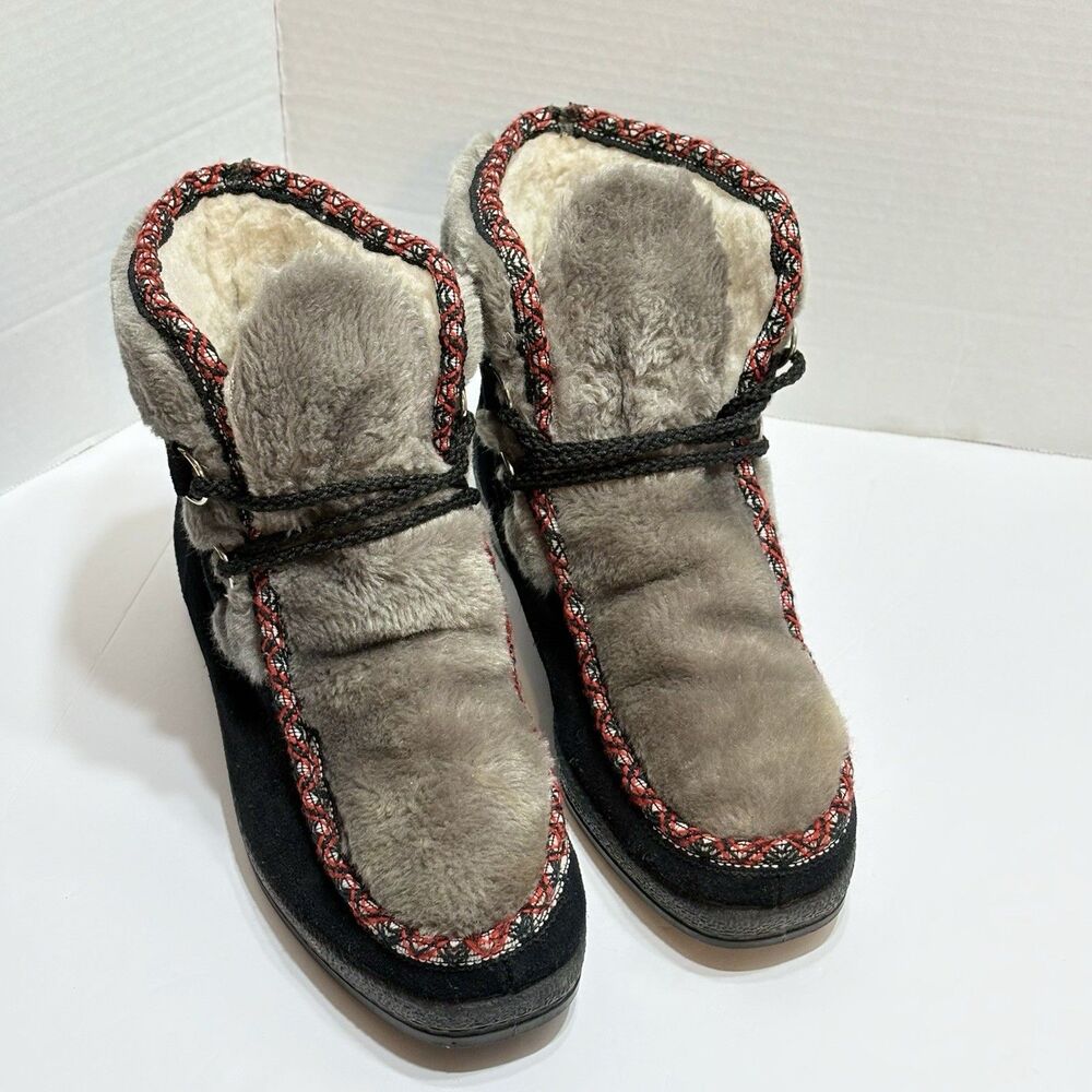 Vintage Yodelers Women's Winter Ankle Boots Black Suede Size 8 Made USA